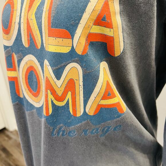 Oklahoma “The Rage” Gray Retro Long Sleeve T-Shirt Comfort Colors (A0125) small - Picture 2 of 5